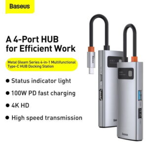 Baseus Metal Gleam Series 4-in-1 Multifunctional Type-C HUB Docking Station Gray