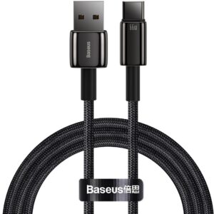 Baseus 66W CATWJ-B01 Zinc Alloy USB to Type-C Tungsten Gold Fasting Charging Data Cable 1M