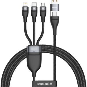 Baseus Flash Series Two-for-three Data Cable U+C to M+L+C 100W 1.2m Gray+Black